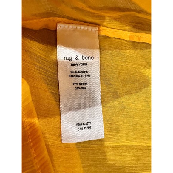 NEW Rag & Bone Sachi Pleat Split Neck Cotton/Silk Top Safron size S - Picture 5 of 8